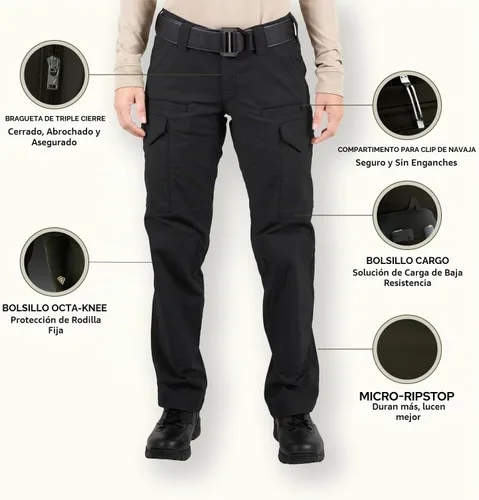 Vista 4 de First Tactical V2 - Pantalón táctico para mujer Tela micro Ripstop con escudo de teflón repelente a las manchas Negro
