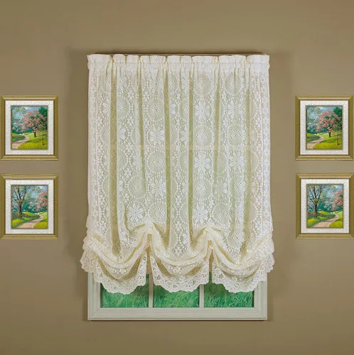 Vista 14 de Today's Curtain Hopewell Cenefa de encaje prémium de 12 pulgadas, crema, 58 pulgadas de ancho x 12 pulgadas de largo