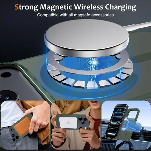 Vista 1313 de Anuck - Funda magnética para iPhone 11 compatible con MagSafe, carcasa trasera mate translúcida dura, borde de TPU, delgada, resistente a impactos