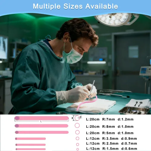 Vista 2 de Modelo de entrenamiento de anastomosis vascular 4PCS Reusable Artificial Blood Vessel Phantom Simulator for End-to-End Suturing Practice, Skills