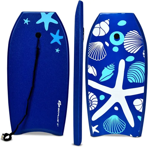 Vista 19 de Goplus Tabla de cuerpo ligera de 41/37/33 pulgadas para playa, tabla de surf con núcleo EPS, cubierta XPE, parte inferior lisa de HDPE, correa