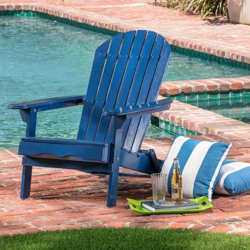 Vista 7 de Folding Adirondack Chairs, Solid Wood Outdoor Patio Chairs with All-Weather Construction for Yard, Garden, Backyard, Deck & Fire Pit,Blue