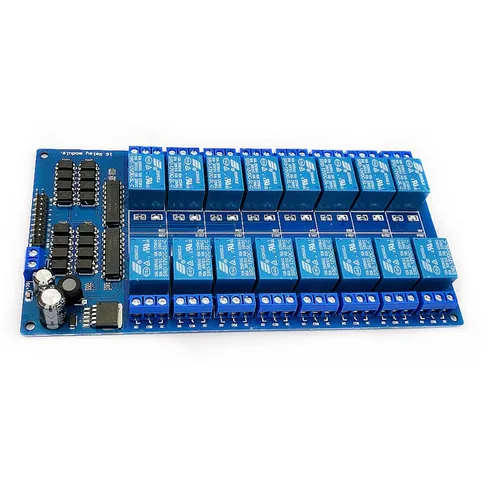 Vista 6 de DEVMO Módulo de placa de interfaz de relé de 12 V y 16 canales Optoacoplador LED LM2576 Power Compatible con Ar-duino DIY Kit PiC ARM AVR