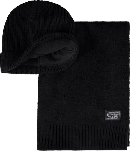 Vista 2 de Levi's Conjunto clásico de gorro y bufanda de punto cálido para hombre