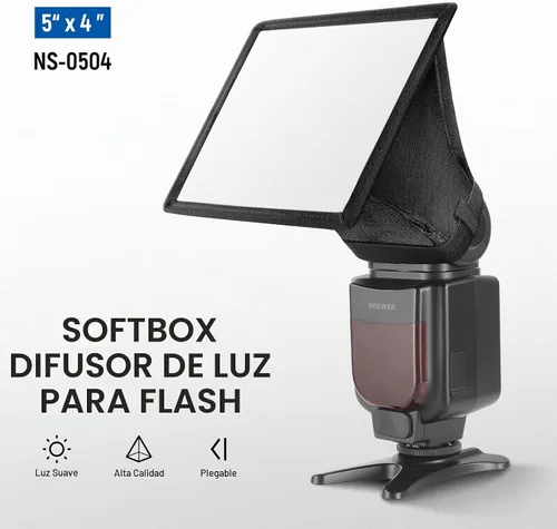 Vista 2 de NEEWER Difusor de Flash Softbox de 5" x 4", Universal, Plegable con Bolsa de Almacenamiento Compatible con Canon Nikon Sony Godox Yongnuo NEEWER