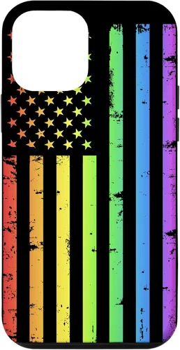 Vista 16 de Funda LGBT para iPhone 17 con diseño de bandera estadounidense arcoíris