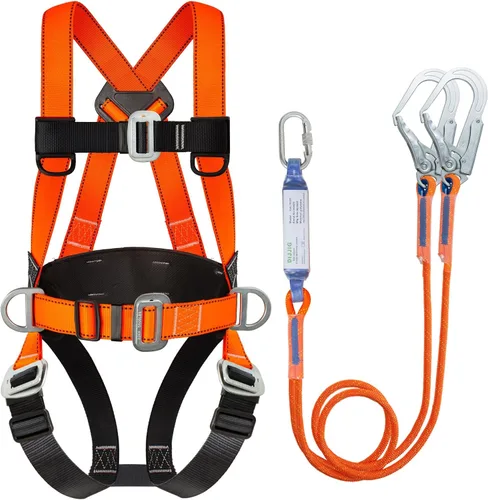 Vista 10 de DIJJIG Arnés de Seguridad Kit de Protección Contra Caídas Arneses de Techado de Cuerpo Completo Con Eslinga Interna Absorbedora de Impactos, Arnés