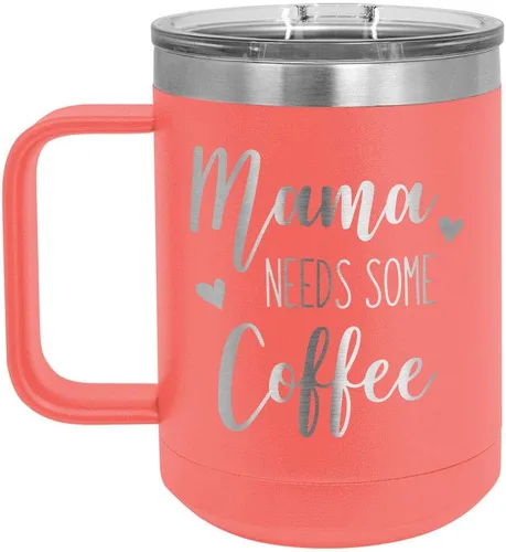 Vista 6 de MAMA NECESITA ALGUNAS CAFÉ Negro 15 oz Taza de café con tapa superior deslizante Taza de café de viaje aislada Ideas de regalo de cumpleaños