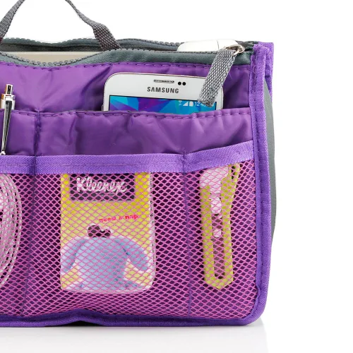 Vista 6 de GEARONIC TM - Bolsa organizadora para bolsas de mujer, bolsa que se mete dentro de bolsa de mujer para organizar mejor cosméticos, etc., S, Púrpura