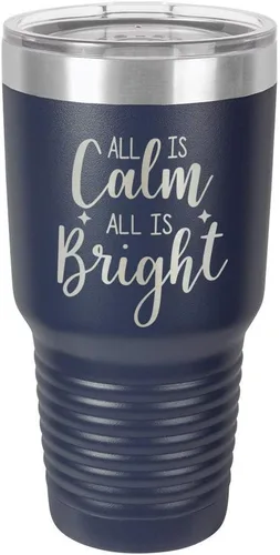 Vista 22 de Chirstmas Taza de viaje de acero con recubrimiento de polvo grabado con láser, con grabado de 30 oz, sin BPA, para mantener tu bebida fría