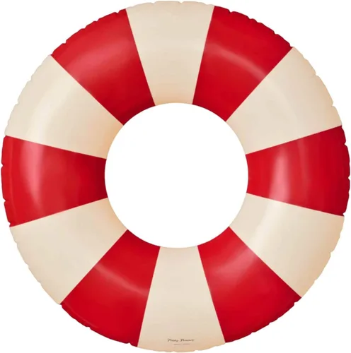 Vista 13 de Petites Pommes Flotador de piscina a rayas para niños y niños pequeños, tubo interior duradero, diseño de rayas clásico impreso a mano, dona
