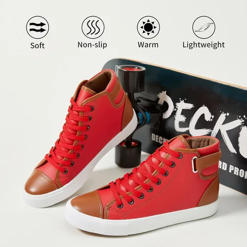 Vista 3 de yageyan Zapatillas altas blancas de los hombres para los zapatos de moda de cuero negro casual de la PU para los hombres