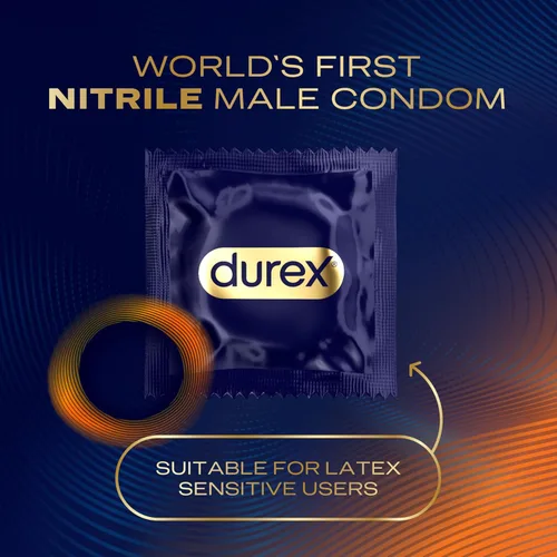 Vista 2 de Durex Intense Ultra Lube - Preservativos sin látex, condones ultrafinos lubricados con lubricante de silicona, sin látex, nitrilo premium, 10
