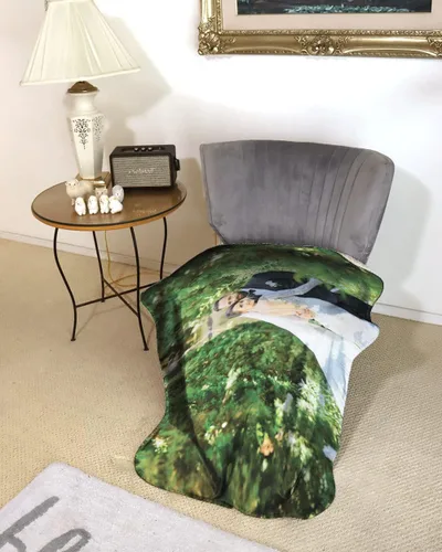 Vista 3 de Manta personalizada – 30x40 pulgadas de forro polar Minky personalizado diseño de texto con foto con logotipo, nombre de regalo, para mujeres