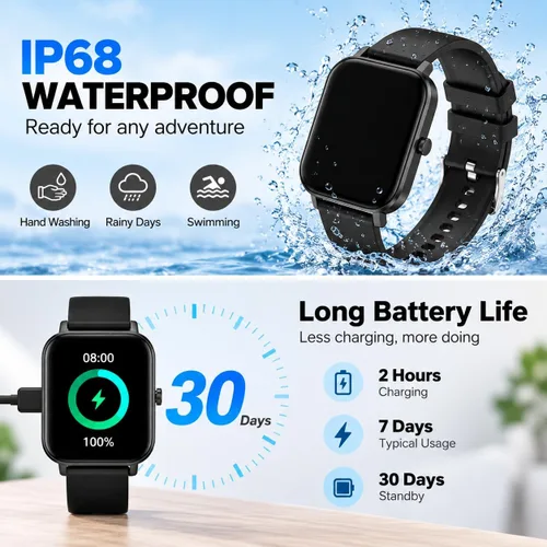 Vista 7 de Choiknbo Reloj inteligente con rastreador de fitness para teléfonos Android/iOS, pantalla táctil completa de 1.69 pulgadas con monitor de frecuencia