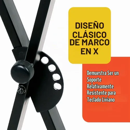 Vista 2 de Stage Rocker - Soporte plegable clásico estilo Single-X para teclado y piano digital, ancho y altura ajustables, duradero y resistente, fácil