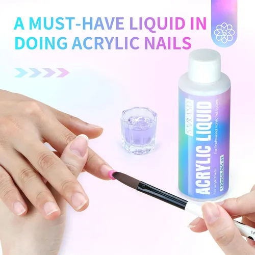 Vista 4 de Kit de uñas acrílicas SAVILAND con taladro: juego profesional de polvo acrílico de 0.5Oz transparente/blanco/rosa y líquido de 50ml con taladro