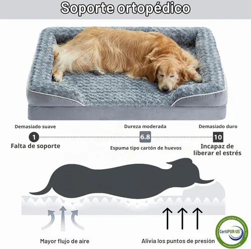 Vista 3 de WNPETHOME Camas para perros de gran tamaño, sofá cama ortopédica lavable para perros con forro impermeable y parte inferior antideslizante para Gris