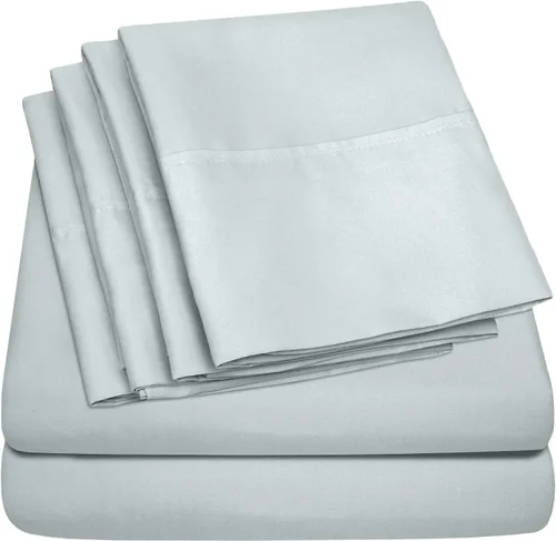 Vista 12 de Juego de sábanas de 4 piezas para camas individuales de 1500 hilos de microfibra de cepillado fino con bolsillo profundo - 1 funda de almohada