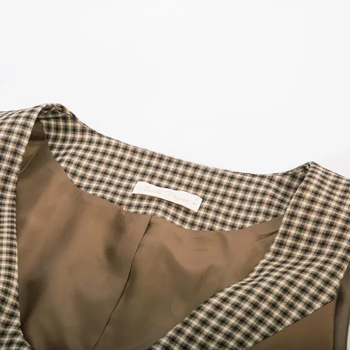Vista 4 de Belle Poque Chaleco de doble botonadura para mujer, con cuello de solapa vintage, con 2 bolsillos
