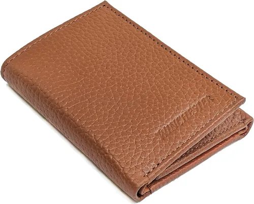 Vista 6 de Winchester Billeteras Trifold para hombres de cuero de vaca de grano completo RFID bloqueo con ventana de identificación cartera compacta