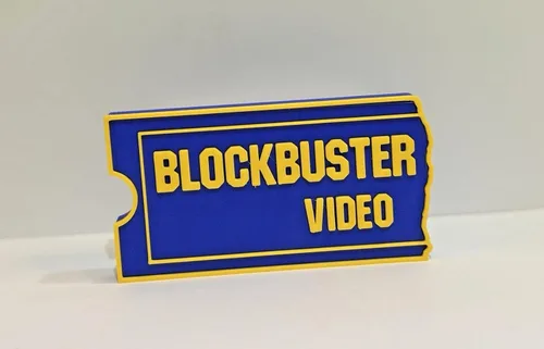 Vista 6 de 3D Impreso Blockbuster Video Logo Signo Retro 90s Sala de Películas Decoración Exhibición