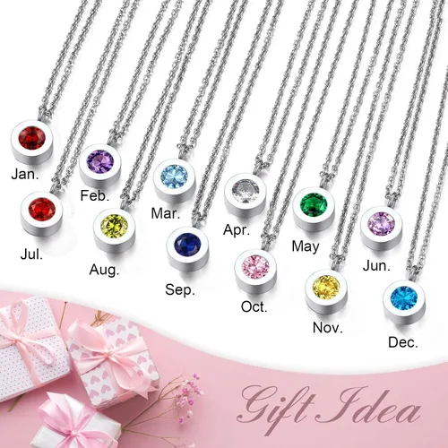 Vista 6 de ChainsProMax Collar de piedra natal de 12 meses para mujer, cadena de acero inoxidable ajustable, regalos, caja de regalo