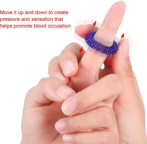 Vista 5 de Blulu Juego de 12 anillos de dedo sensoriales con puntas, anillo de dedo puntiagudo/anillo de acupresión para adolescentes, adultos, reductor