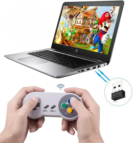 Vista 6 de KIWITATA Wireless Classic SNES USB Controller, 2.4G Rechargeable Retro SNES Remote Emulator Gamepad Controller for Windows 11XP87 MAC RetroPie