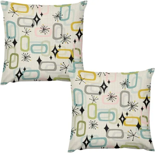 Vista 42 de Juego de 2 fundas de almohada florales retro de los años 70, Groovy Funky Hippie Flor Naranja Estética Boho Fundas de Almohada de 16 x 16 pulgadas