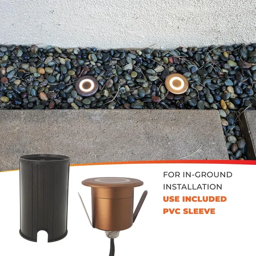 Vista 4 de LUMENGY Luz LED para pavimentadora y cubierta con efecto de luz de anillo patentado, 1 W, 12 V de bajo voltaje, IP67 impermeable, para cubiertas