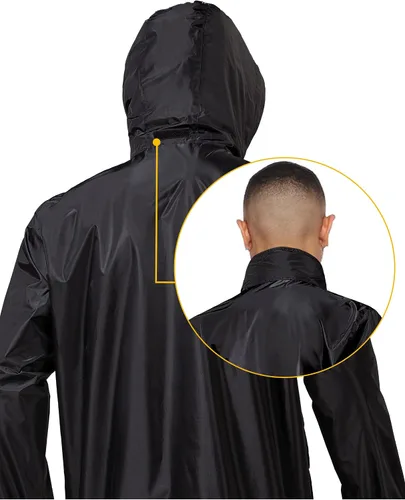 Vista 5 de Rodeel Chubasquero largo impermeable con capucha, poncho con bolsillo para senderismo, camping, actividades al aire libre