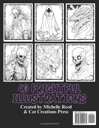 Vista 2 de Halloween Monsters Coloring Book 40 Scary Illustrations for Adults and Teens
