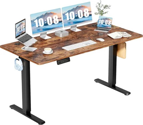 Vista 18 de DUMOS Escritorio eléctrico de pie de 40 pulgadas con altura ajustable, estación de trabajo para computadora para trabajar sentado o de pie, mesa