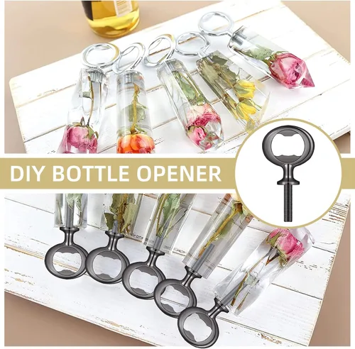 Vista 5 de Kit de abridor de botellas de metal, 10 piezas de insertos de acero inoxidable, accesorios para abridor de cerveza DIY, insertos negros planos