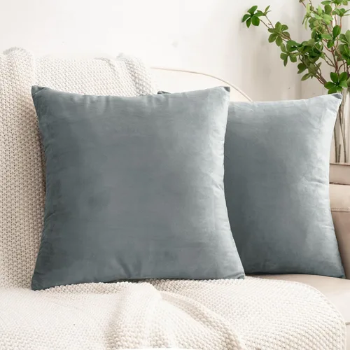 Vista 12 de HWY 50 fundas de almohada decorativas de terciopelo sólido para sofá, sala de estar. Ambar