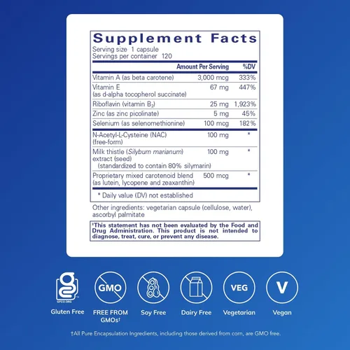 Vista 2 de Pure Encapsulations Fórmula antioxidante Soporte antioxidante de amplio espectro 120 cápsulas