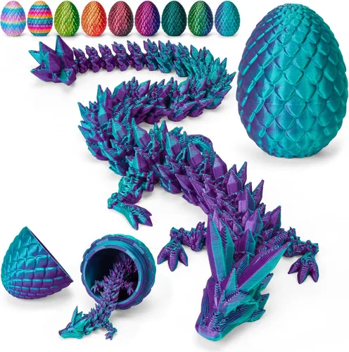 Vista 7 de TBOLINE - Paquete con 4 huevos de dragón impresos en 3D, animales de cristal articulados, juguete para la ansiedad, autismo, TDAH, piezas míticas