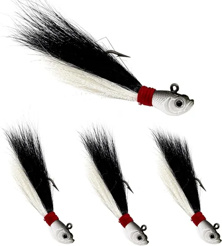 Vista 12 de Bucktail Jigs Saltwater 3Pcs/5Pcs Fish Hair Jig Lure Hooks,Fishing Hair Swimbait Jig Head Deer Hair Jig Surf Fishing for Walleye Striper