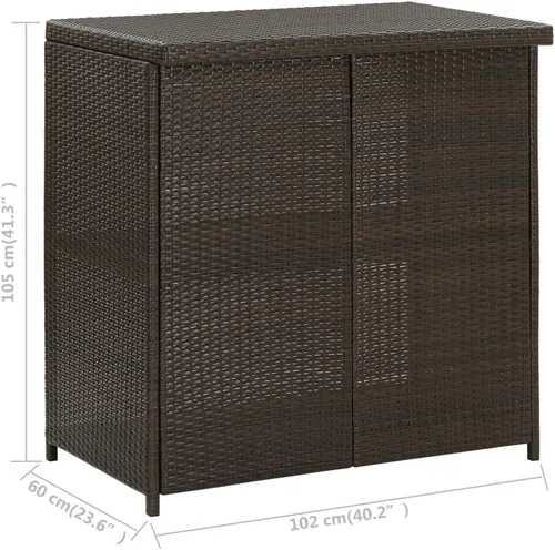 Vista 9 de Juego de barras de 3 piezas de ratán sintético rectangular marrón con marco de acero, diseño moderno para interiores y exteriores, comedor y patio