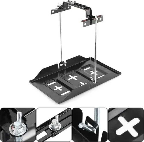 Vista 8 de Bandeja de batería, bandeja de sujeción de batería, abrazadera de soporte, kit de montaje para automóvil (10.6 in)