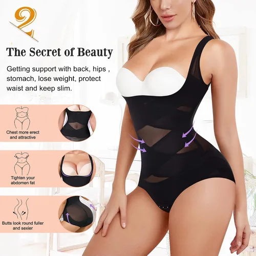 Vista 4 de RGAINON Body de entrenamiento de cintura para mujer, con control de abdomen, adelgazante, Fajas Colombianas, moldeador de cuerpo, busto abierto