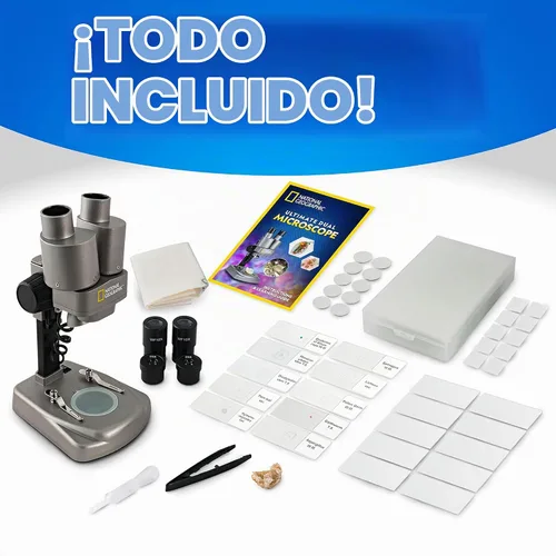 Vista 6 de Microscopio de laboratorio de National Geographic con más de 50 accesorios Dual LED Illumination, 10 Prepared Slides, 10 Blank Slides, 50+ Pieces