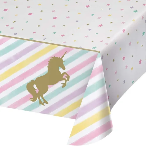 Vista 3 de Creative Converting Mantel de plástico con estampado completo, diseño de unicornio brillante, tamaño único, multicolor