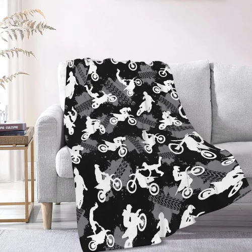Vista 9 de Manta de forro polar suave para regalo de motocicletas de motocross, manta acogedora de franela, aire acondicionado, 50x40 pulgadas para niños