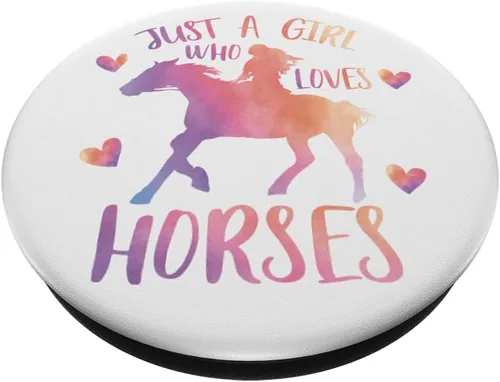 Vista 2 de Just a Girl Who Loves Horses Watercolor Horse Western Rider PopSockets - Soporte para teléfonos y tabletas, Negro