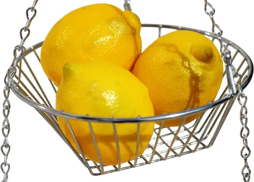 Vista 3 de HomeEssentials - Canasta colgante de alambre, 3 niveles Cestas ajustables y separables, incluye ganchos de techo y plátano