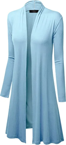 Vista 5 de Made By Johnny Women's Solid Long Sleeve Open Front Drape Long Cardigan Duster - Comfortable & Stylish Outerwear