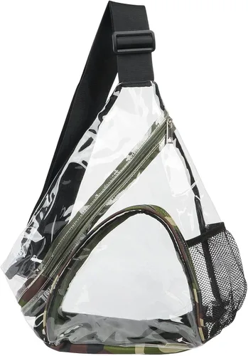 Vista 10 de HULISEN Bolsa de PVC transparente aprobada para estadios, mochila con correa ajustable, Bolsa de bandolera transparente