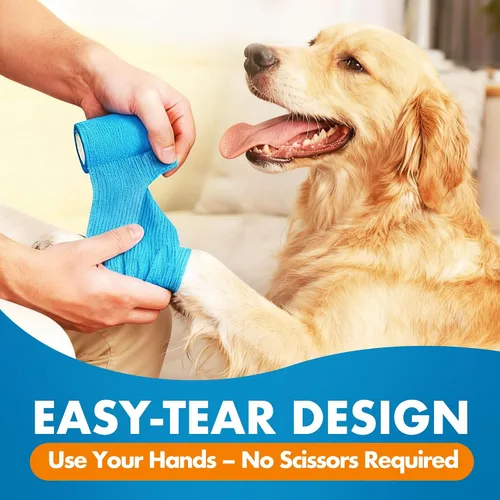 Vista 2 de Lotfancy 10 rollos de envoltura veterinaria autoadhesiva, vendaje cohesivo de 2 pulgadas para el cuidado de heridas, cinta elástica para mascotas